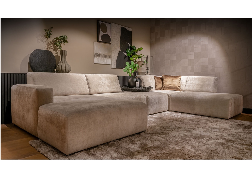 Boaz bank van UrbanSofa standaard Premium Pock-It interieur in stof of microleder