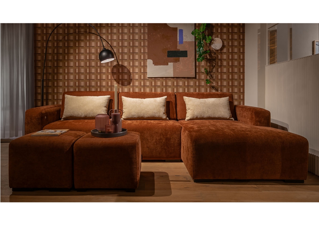 Boaz bank van UrbanSofa standaard met verstelbare rugleuning in stof of microleder