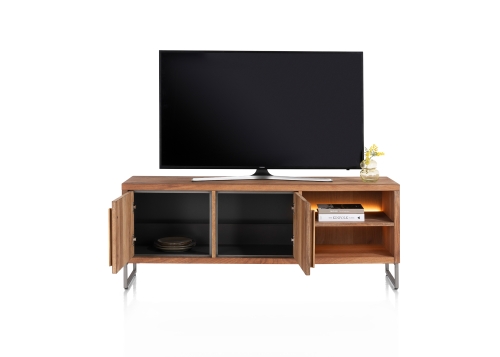 Everest tv-dressoir van Happy@Home in smoked Magnifera fineer 160cm recht open
