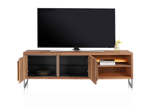 Everest tv-dressoir van Happy@Home in smoked Magnifera fineer 190cm recht open