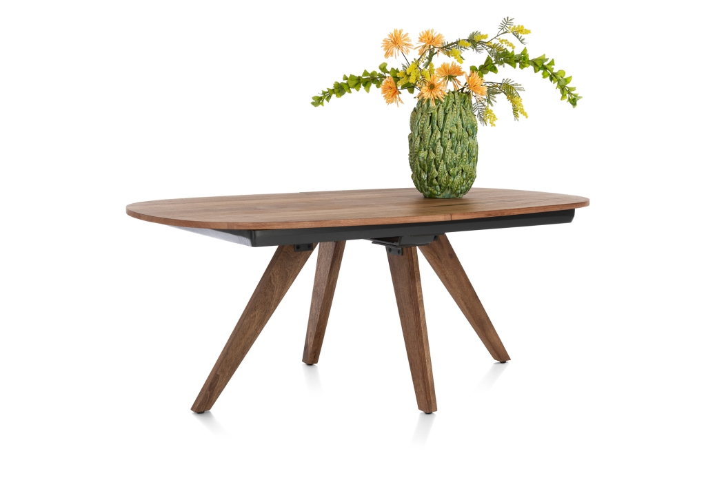 Everest eettafel vast of uitschuif in smoked Magnifera fineer ingeschoven