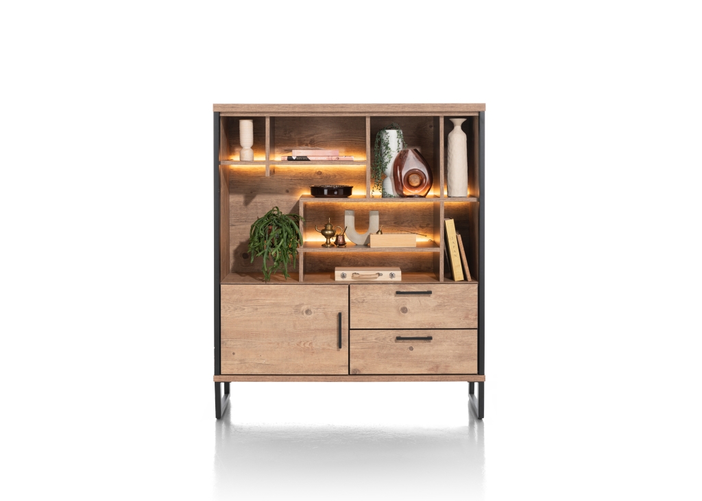 Pantin Highboard in Primo Laminato Barnwood incl. LED | front