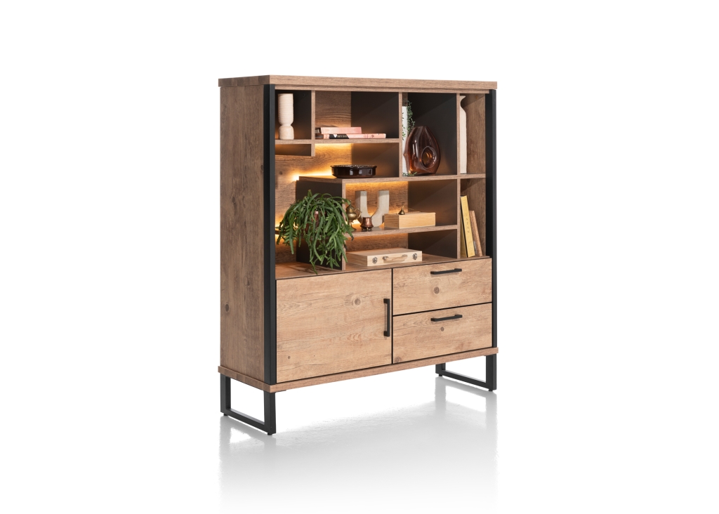 Pantin Highboard in Primo Laminato Barnwood incl. LED | persp