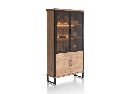 Pantin vitrinekast in Primo Laminato Barnwood met LED-verlichting | persp