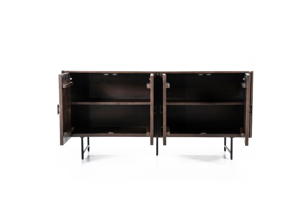 Remi 4-drs dressoir verkrijgbaar in bruin of zwart recht open