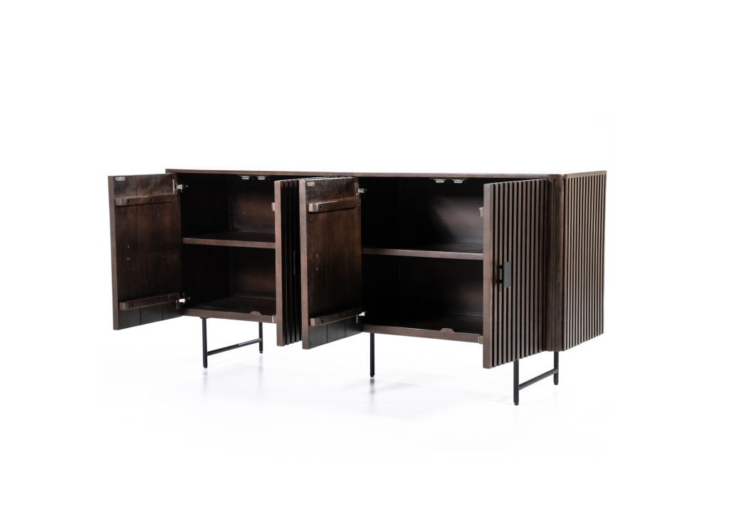 Remi 4-drs dressoir verkrijgbaar in bruin of zwart schuin open