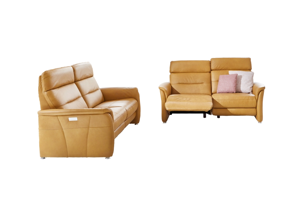Malta banken met hoge rugleuning en relaxfunctie in stof of leer
