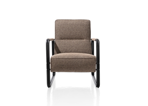 Barletta fauteuil zwart frame in stof of leer recht voor