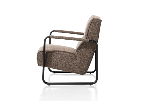 Barletta fauteuil zwart frame in stof of leer zijkant