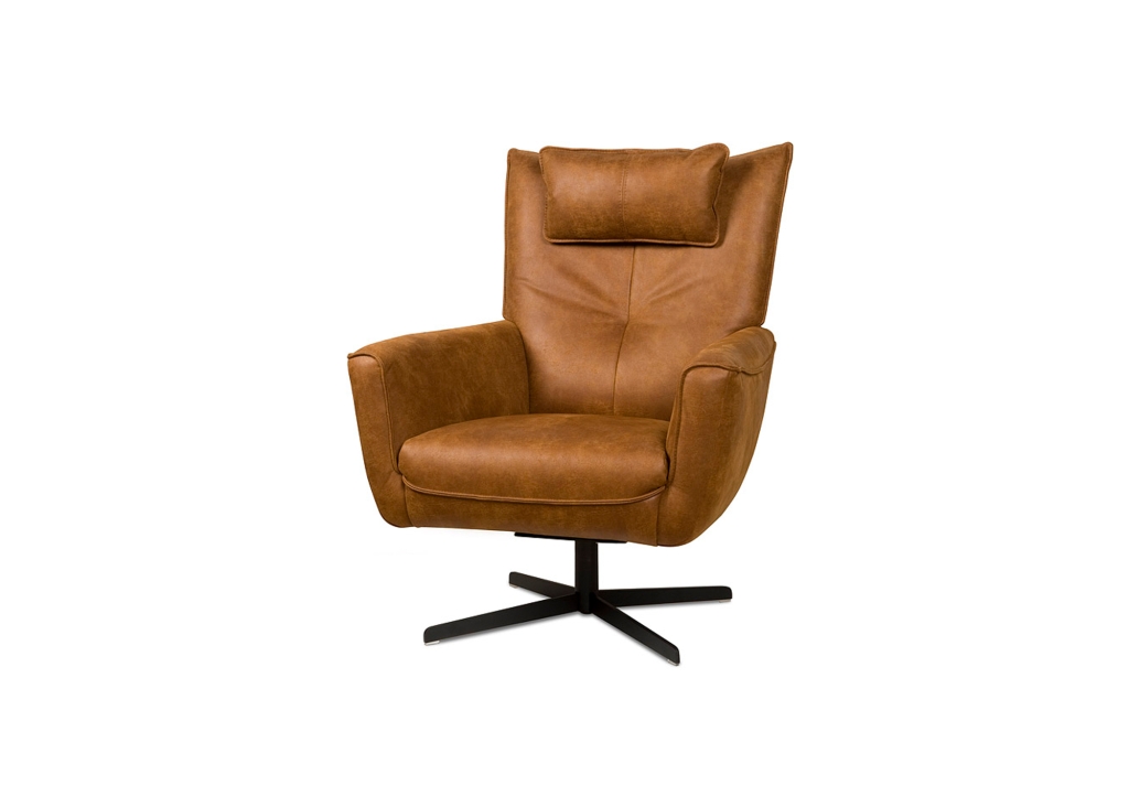 Draaifauteuil 128420 poot zwart poedercoat in microlederleder Bull incl. hoofdsteun