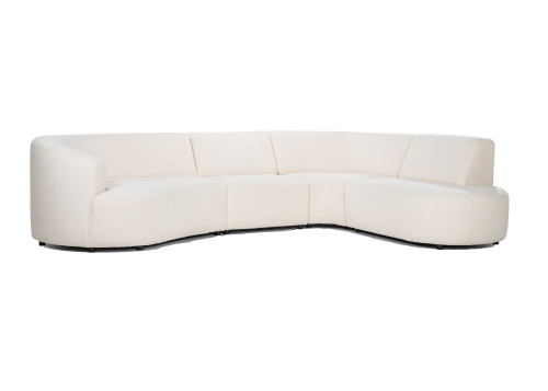 Ronde bank Denise in witte teddy stof