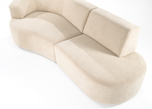 Ronde bank Denise in witte teddy stof sfeer-4