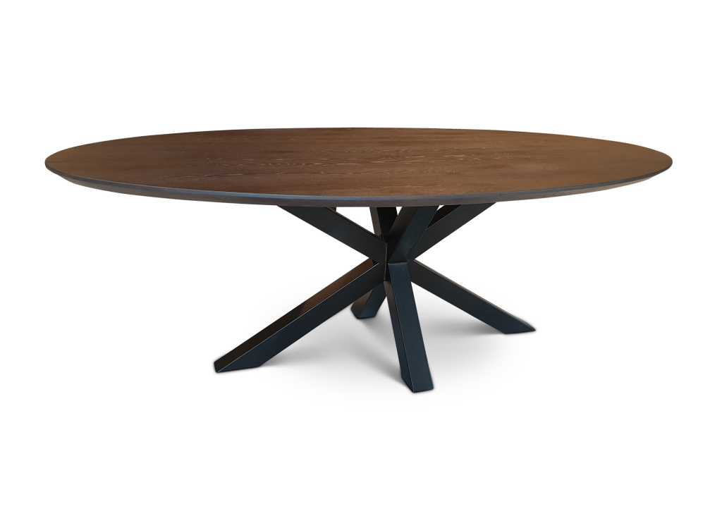 Dutch Oak Steel eettafelconcept ovaal met facet rand