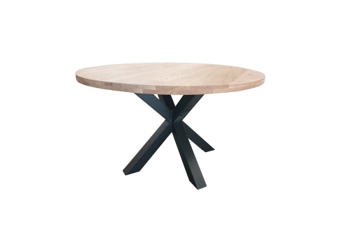 Dutch Oak Steel eettafelconcept rond met rechte rand