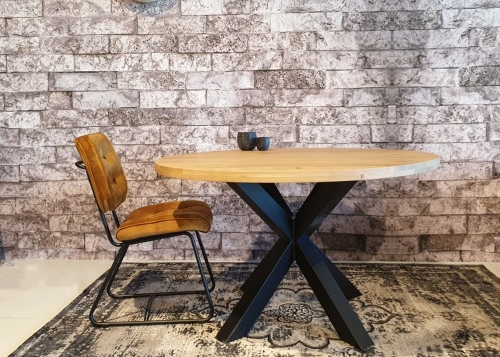Dutch Steel ronde massief eiken eettafel sfeer
