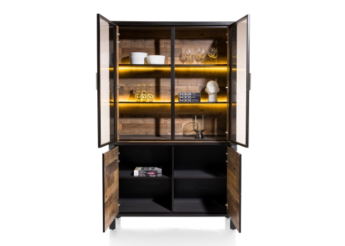 Sardinie buffetkast Primo Laminato Driftwood + LED recht open