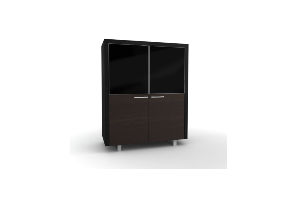 Milano bergkast smoked oak + 2 x zwart glasdeurtje
