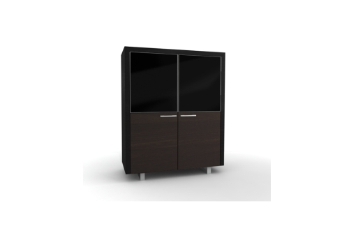 Milano bergkast smoked oak + 2 x zwart glasdeurtje