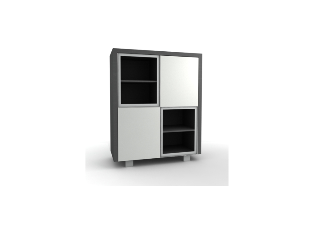 Milano bergkast basalt wit + 2 glasdeurtjes