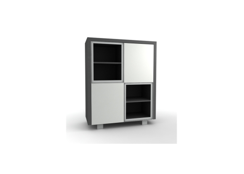 Milano bergkast basalt wit + 2 glasdeurtjes