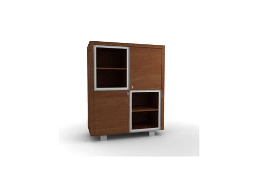 Milano bergkast notenhout met 2 glasdeuren