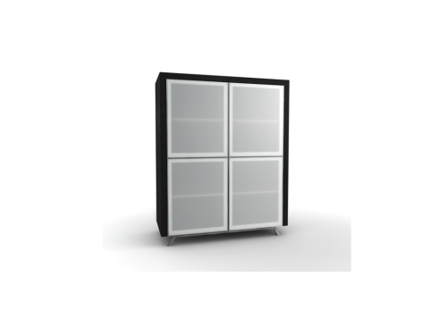 Milano bergkast smoked oak, deurtjes gestraald glas