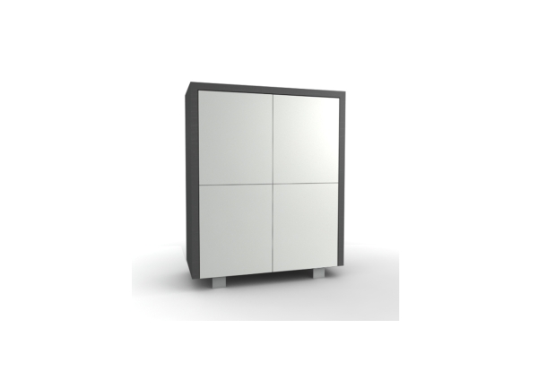 Milano bergkast 91 basalt-wit-glas