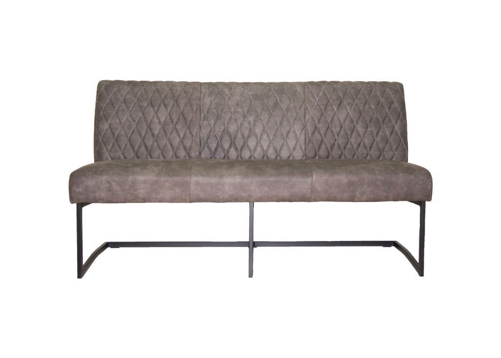 Aison eetbankje zwart metalen frame in stof of leer