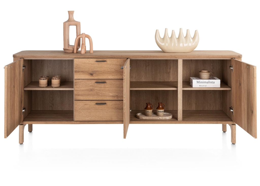 Zade dressoir groot 220cm in smoked eiken open